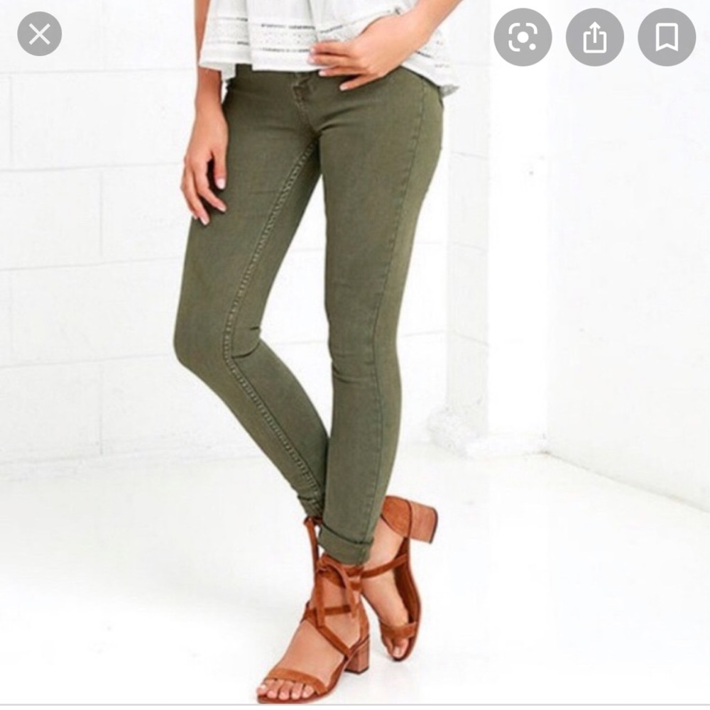 Olive green toothpick skinny jeans